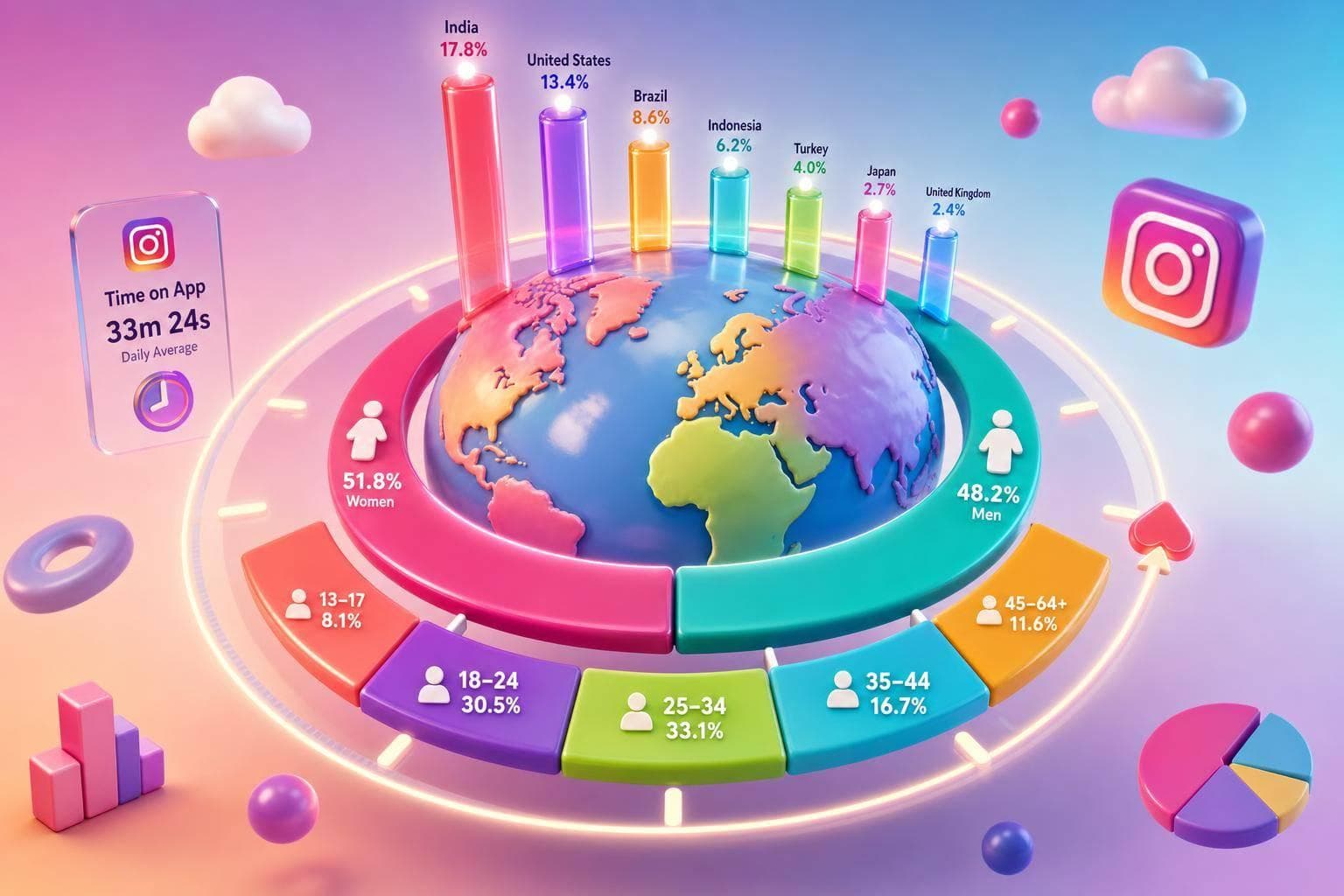 Instagram Demographics 2026: Age, Gender & Country Statistics