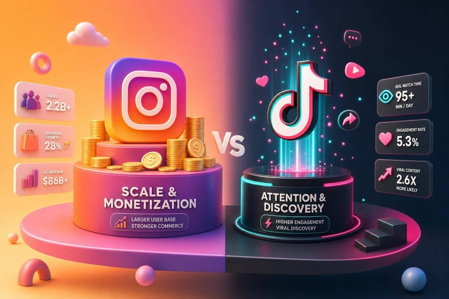 Instagram vs TikTok in 2026: 40+ Statistics on Users, Engagement & Commerce